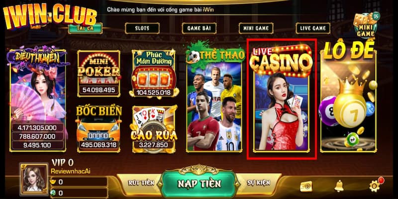 Casino IWIN CLUB cực hấp dẫn cho người chơi