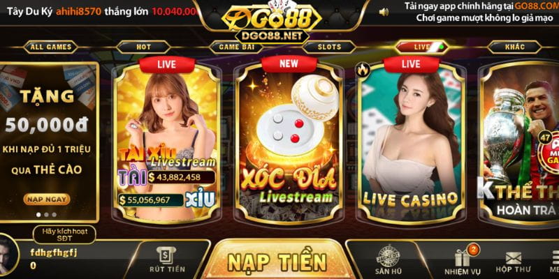 Thế giới đa dạng casino đầy màu sắc tại Go 88